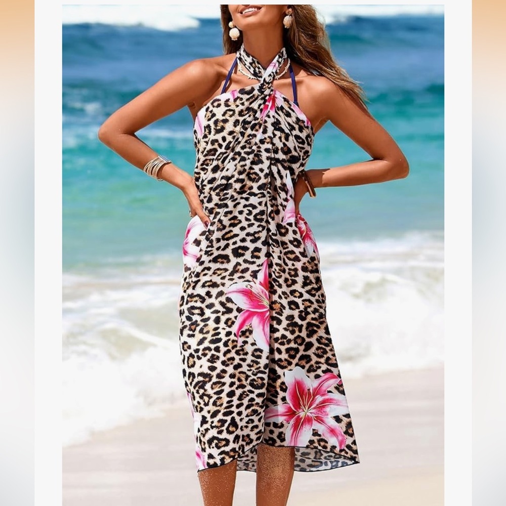 🆕 Women Sheer Sarong High Slit One Size Swimsuit Coverups 2026 Summer - Picture 7 of 7